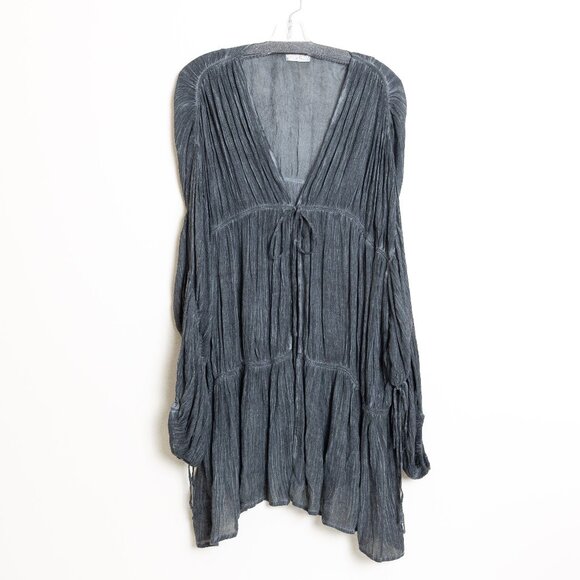 Free People Juliet Kimono Duster Black One Size Boho Tiered Oversized - Picture 3 of 16